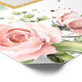 Boho赤面ピンクフローラ金ゴールド結婚式の写真のプロップ ポスター (角)