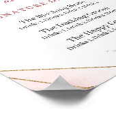 Boho赤面ピンクフローラ金ゴールド署名ドリンクの看板 ポスター (角)