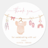 Boho赤面ピンクベビー衣女の子ベビーシャワー ラウンドシール (正面)