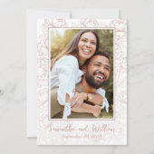Boho赤面ピンクモダンフローラ結婚写真 セーブザデート (裏面)