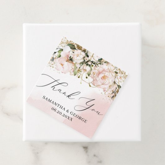 Boho赤面ピンク金ゴールドフローラ結婚書道 フェイバータグ (インサイチュ)