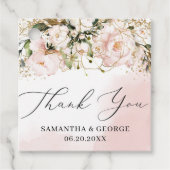 Boho赤面ピンク金ゴールドフローラ結婚書道 フェイバータグ (正面)