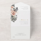 BOHO赤面フローラリースモンストレラ結婚リーフAL オールインワン招待状 (外側)