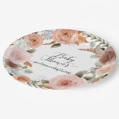 BOHO赤面フローラ水彩リースベビーシャワー ペーパープレート (アングル)