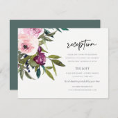 BOHO赤面ブルゴーニュフローラバンチウェディングレセプション エンクロージャーカード (正面/裏面)