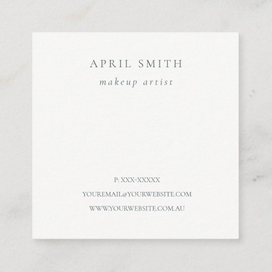 Boho赤面ブルーフローラロゴアポイントメントアラーム スクエア名刺 (裏面)