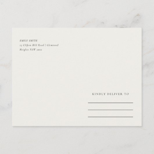 BOHO赤面リースフローラ国の日付を保存 案内ポストカード (裏面)