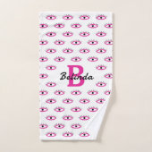 BOHO邪悪な目のパターン焼けオレンジ色モノグラム名 バスタオルセット (ハンドタオル)