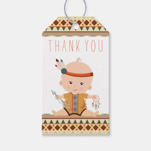 Boho部族の赤ちゃんシャワーギフトラベル ギフトタグ (正面)