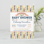 Boho部族フローラと矢印ベビーシャワー 招待状 (スタンド正面)