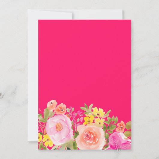 Boho野生の花の庭の水色甘い16ピンク 招待状 (裏面)