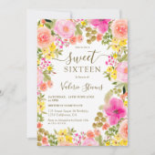 Boho野生の花の庭の水色甘い16 招待状 (正面)