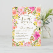 Boho野生の花の庭の水色甘い16 招待状 (スタンド正面)