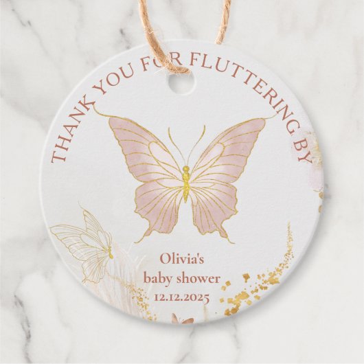 Boho金ゴールドは感謝してい飛び回って蝶々さん フェイバータグ (正面)