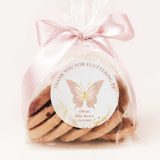 Boho金ゴールドは感謝してい飛び回って蝶々さん ラウンドシール