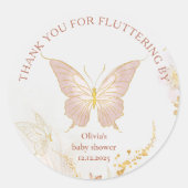 Boho金ゴールドは感謝してい飛び回って蝶々さん ラウンドシール (正面)
