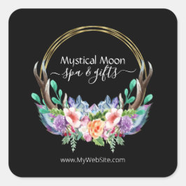 Boho金ゴールドクリスタルクラスタフラワーズフェザー事業 スクエアシール