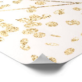 Boho金ゴールドグリッターフローラピンク卒業ありがとう ポスター (角)