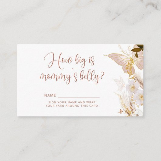 Boho金ゴールドバタフライどのように大きいママの腹 エンクロージャーカード (正面)