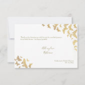 Boho金ゴールドバタフライスクリプトブライダルシャワーありがとう サンキューカード (裏面)