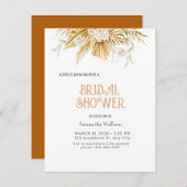 Boho金ゴールドフローラブライダルシャワー招待箔Inv 出欠カード (正面/裏面)