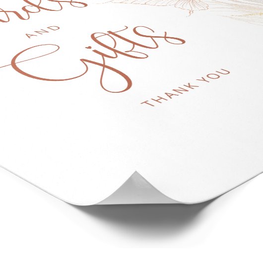 Boho金ゴールドフローラ蝶カードとギフト ポスター (角)