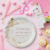 Boho金ゴールドホイル蝶キスベビシャワー ペーパープレート (パーティー)