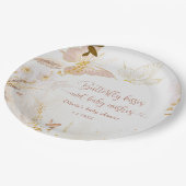 Boho金ゴールドホイル蝶キスベビシャワー ペーパープレート (アングル)