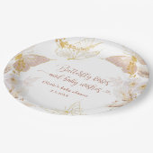 Boho金ゴールドホイル蝶キスベビシャワー ペーパープレート (アングル)