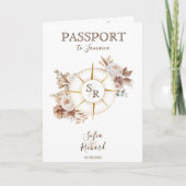 Boho金ゴールド先結婚式パスポートQRコード 招待状 (正面)