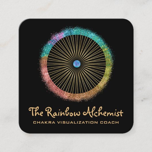 *~* Boho金ゴールド聖域チャクラグリッター スクエア名刺 (正面)