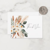 Boho銅パンパスグラスフローラサンキューノートカー ノートカード (正面/裏面インサイチュ)