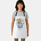 Boho錆オレンジ水色の花散水缶 エプロン (インサイチュ)