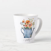Boho錆オレンジ水色の花散水缶 カフェラテマグ (右アングル)