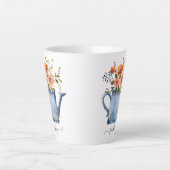 Boho錆オレンジ水色の花散水缶 カフェラテマグ (正面)