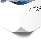 Boho錆オレンジ水色の花散水缶 ポスター (角)