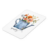 Boho錆オレンジ水色の花散水缶 マグネット (左側)