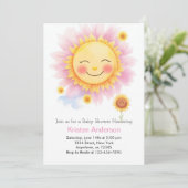 Boho開花とビームサンシャインガールベビーシャワー 招待状 (スタンド正面)