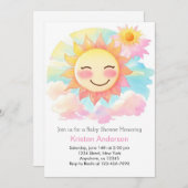 Boho開花インサンシャインガールベビーシャワー 招待状 (正面/裏面)