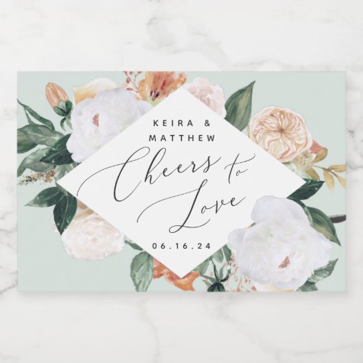 Boho開花パーソナライズされた応援へ スパークリングワインラベル (シングルラベル)