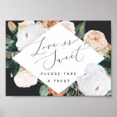Boho開花ラブイズスウィート結婚のデザートバーサイン ポスター (正面)