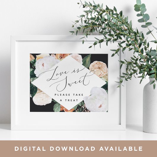 Boho開花ラブイズスウィート結婚のデザートバーサイン ポスター