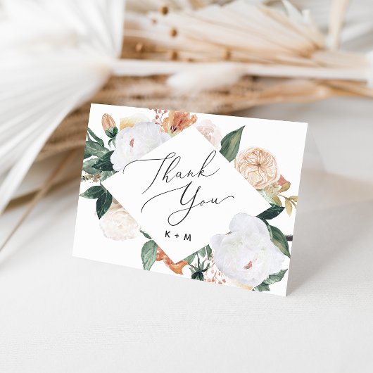 Boho開花幾何学的フローラ サンキューカード