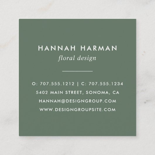 Boho開花水彩フローラQRコード スクエア名刺 (裏面)