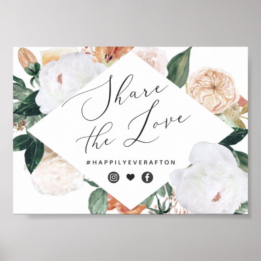 Boho開花結婚のハッシュタグ記号 ポスター (正面)