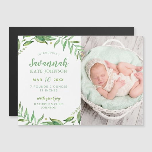 Boho離れフォト誕生発表 マグネット招待状 (正面/裏面)