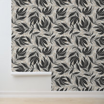 Boho離れ葉のパターン白と緑