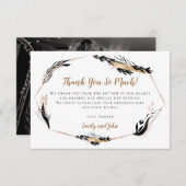 Boho離れ金ゴールドGeometric/Your Photo サンキューカード (正面/裏面)