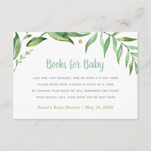Boho離れBaby Shower Book Request Card エンクロージャーカード (正面)