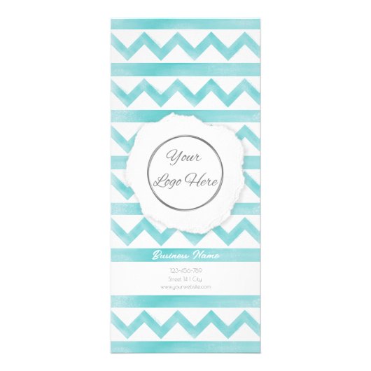 Boho青パターンあなたのロゴ沿岸の価格表 ラックカード (正面)